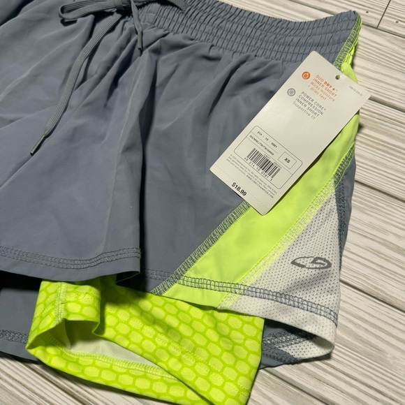 Champion Duo Dry + Compression Inner Short Lime Green Gray Running Athletic - Picture 2 of 4